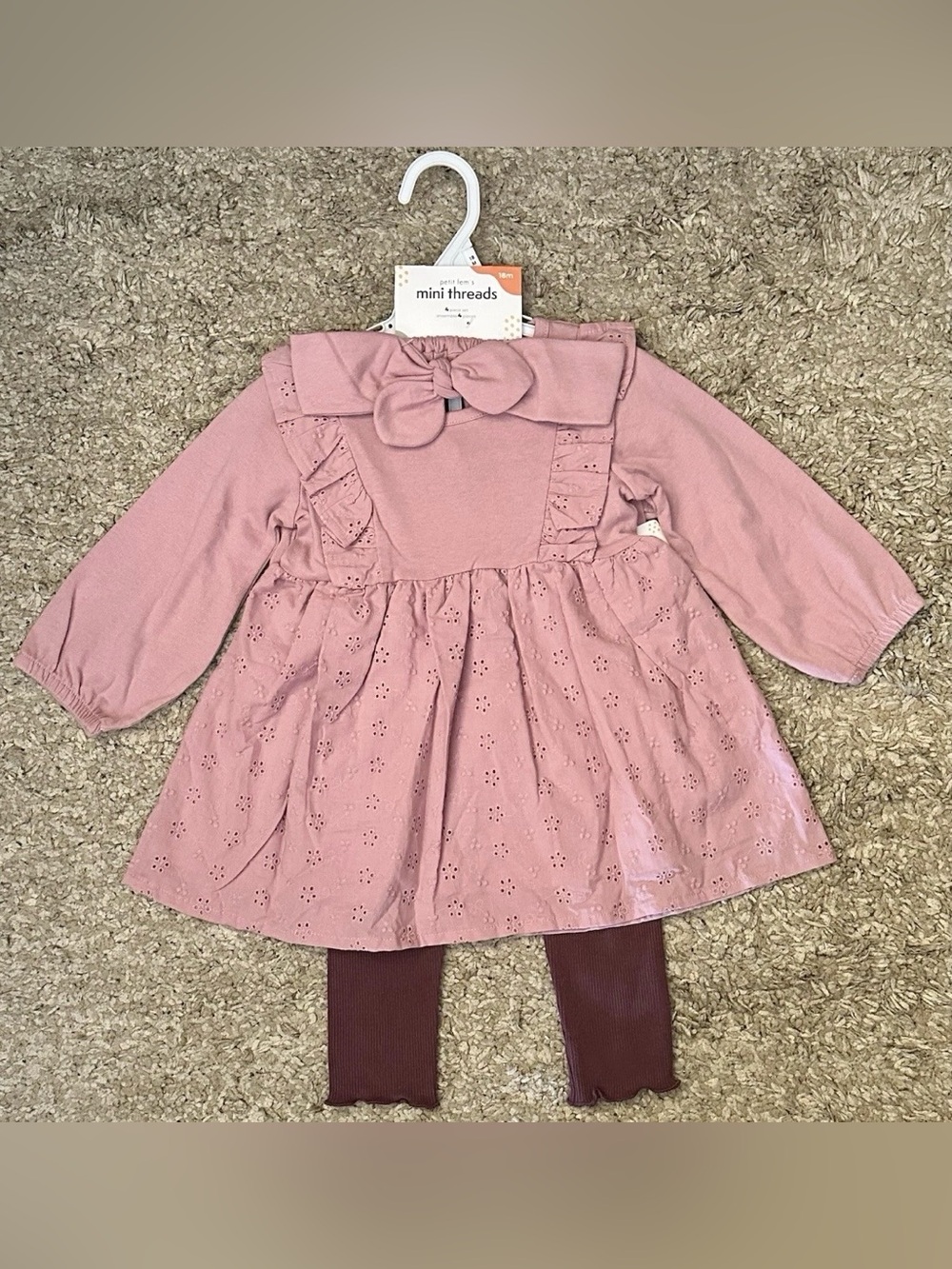 Petit Lem’s Mini Threads Baby Girl 18M Purple Dress/Shirt & Leggings 4pc Set NWT